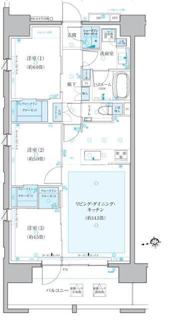 クリオレジダンス八王子セントラルマークス(3LDK/11階)の間取り写真