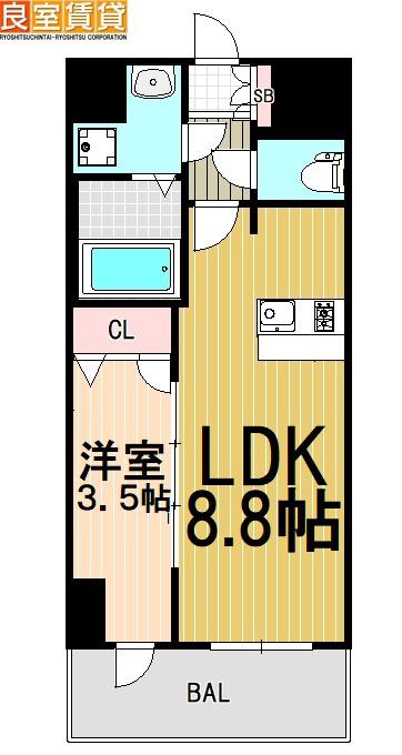 ファステート東別院シュプール(1LDK/10階)の間取り写真
