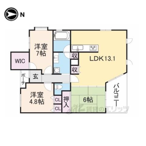 レイセニット奈良 グラン・ヴェルジェ(3LDK/3階)の間取り写真