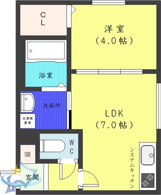 ラフィーネ発寒南II(1LDK/4階)の間取り写真