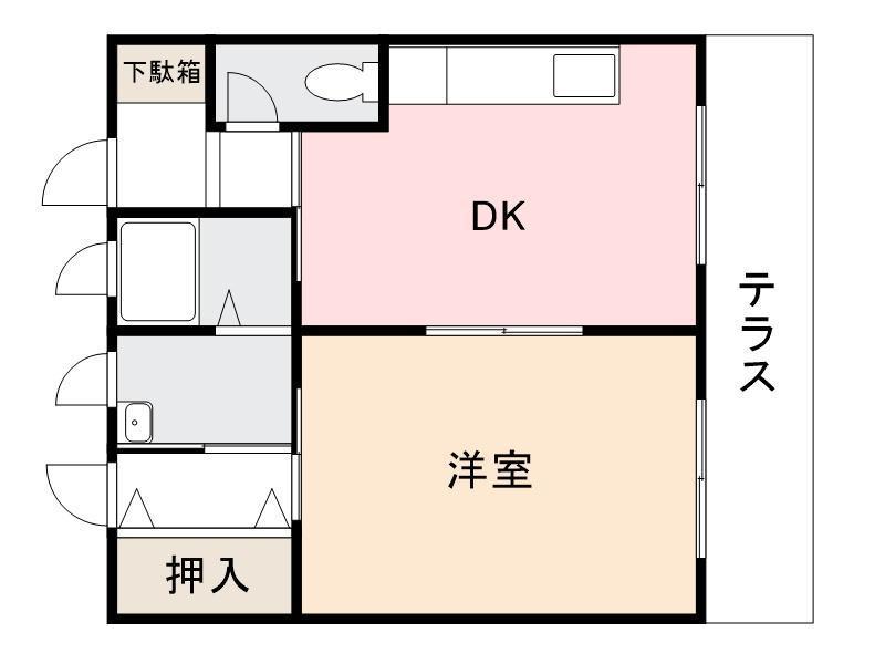 番町ロイヤルハイツ(1DK/1階)の間取り写真