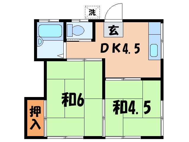 ハイムカシワギ(2DK/2階)の間取り写真