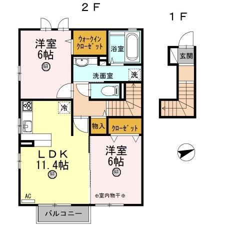 グラード(2LDK/2階)の間取り写真