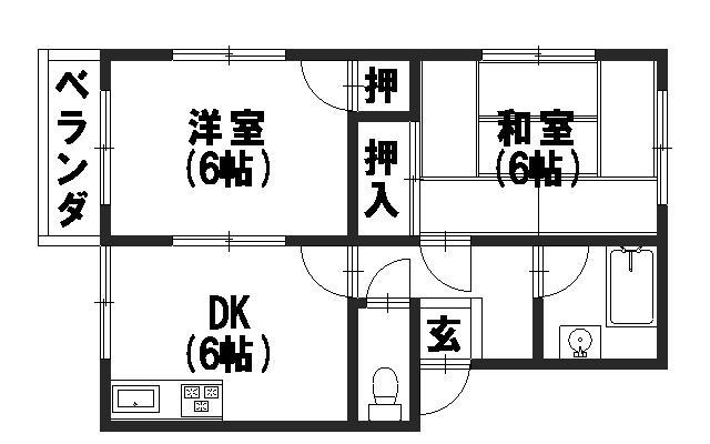 さんぐりーんナガイ(2DK/2階)の間取り写真