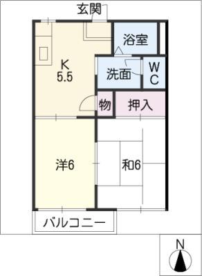 グレイスヨシダ(2K/2階)の間取り写真