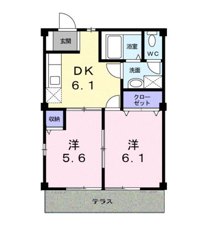 ニューシティM(2DK/1階)の間取り写真