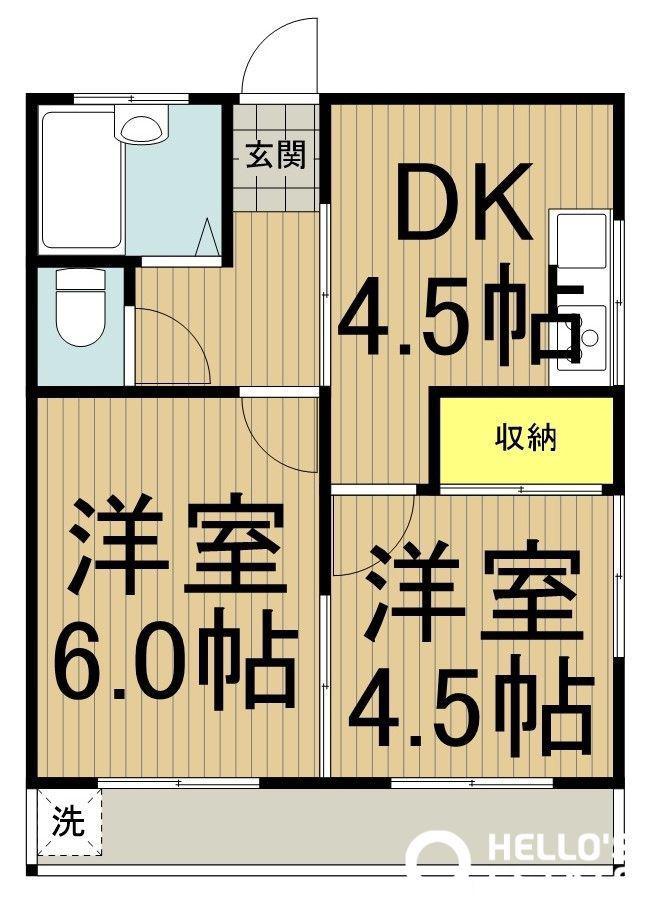 パークハイム(2DK/2階)の間取り写真