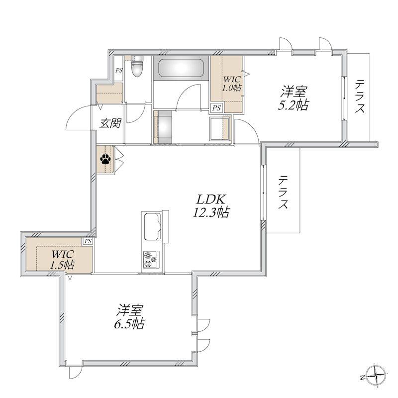 上高田4丁目メゾン(2LDK/1階)の間取り写真