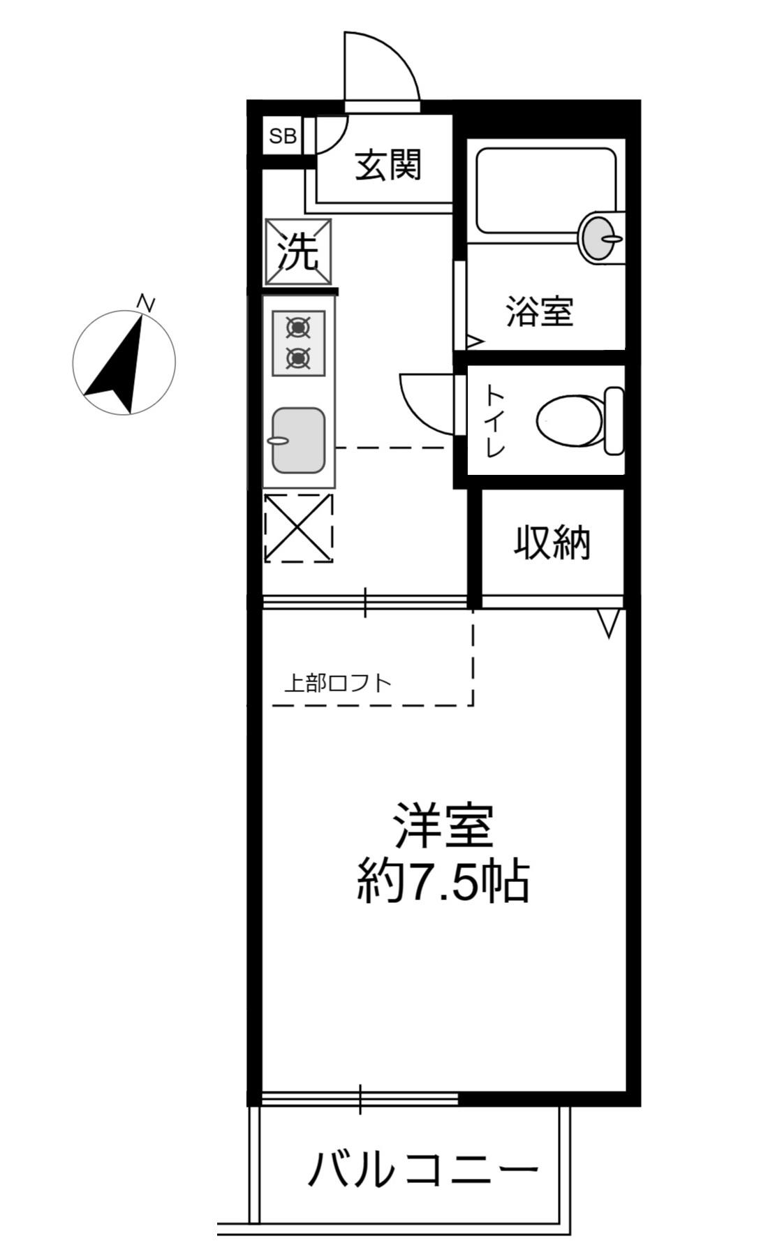 ハイツ友松(1K/2階)の間取り写真