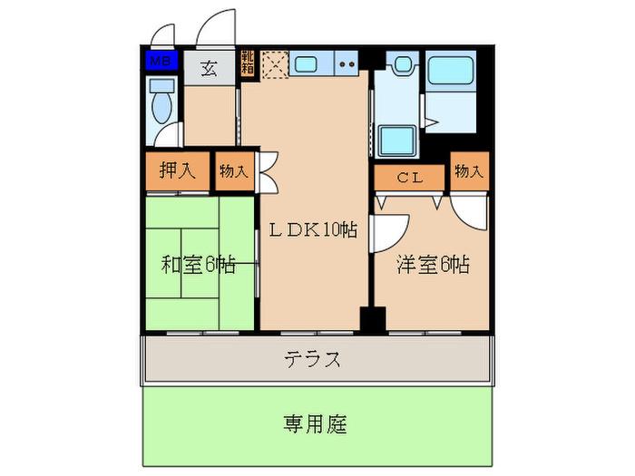 プランドールワン(2LDK/1階)の間取り写真