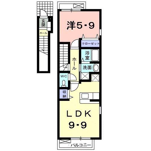 HILTON910C(1LDK/2階)の間取り写真
