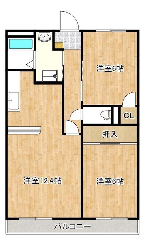 シャンポ-ル狭山(2LDK/4階)の間取り写真