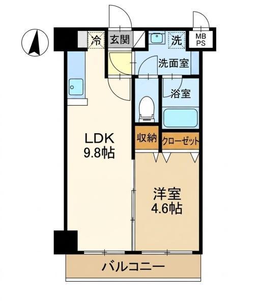 FREESIA(1LDK/1階)の間取り写真
