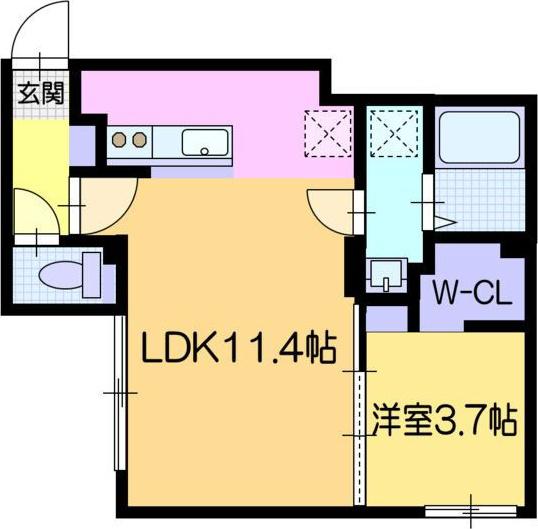 DPレジデンス南円山(1LDK/2階)の間取り写真