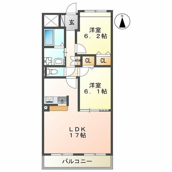 アソシア(2LDK/3階)の間取り写真