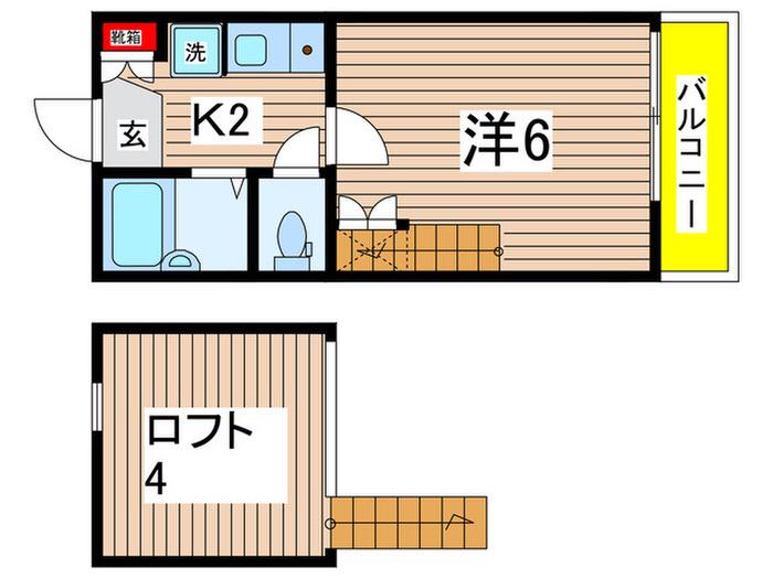シャトレーゼ(1K/2階)の間取り写真