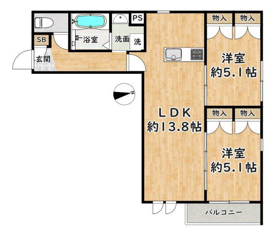ヘーベルメゾン・ロフティ(2LDK/1階)の間取り写真