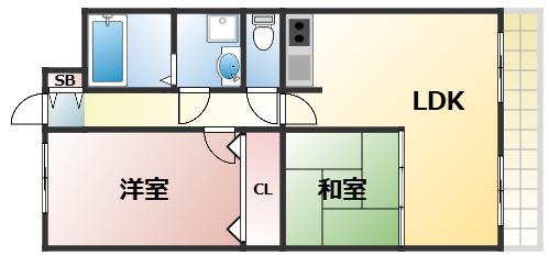 ピアシャンポール(2LDK/2階)の間取り写真