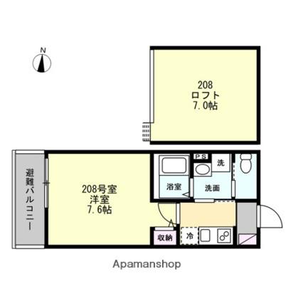 FLORACION中山(1K/2階)の間取り写真