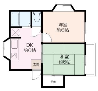 ハイツ渡辺(2DK/2階)の間取り写真