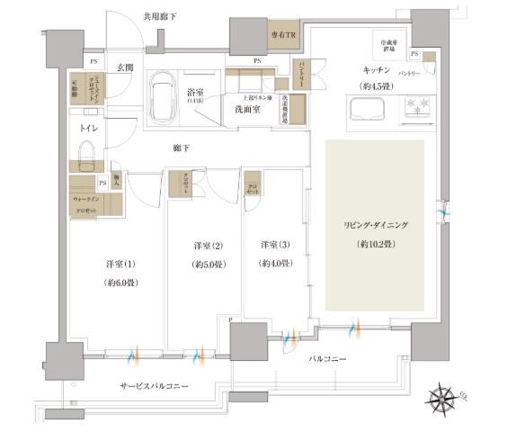 BRILLIA早稲田鶴巻町(3LDK/9階)の間取り写真