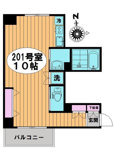 セレウス西葛西(ワンルーム/2階)の間取り写真