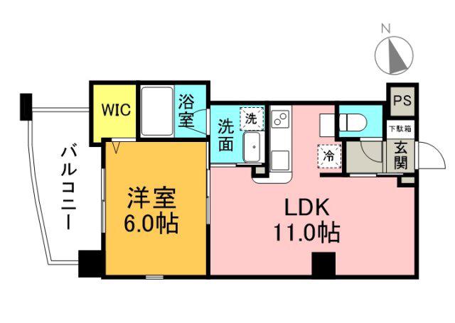GRAND-PLACE十日市(1LDK/10階)の間取り写真
