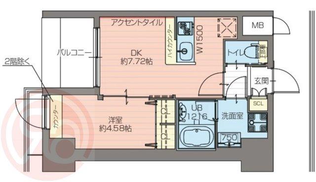 プレジオ難波ASIAN(1DK/12階)の間取り写真