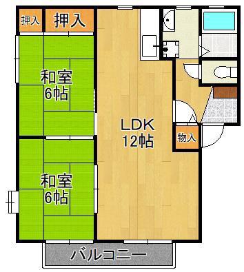 ヴァンヴェール青葉台I C(2LDK/2階)の間取り写真