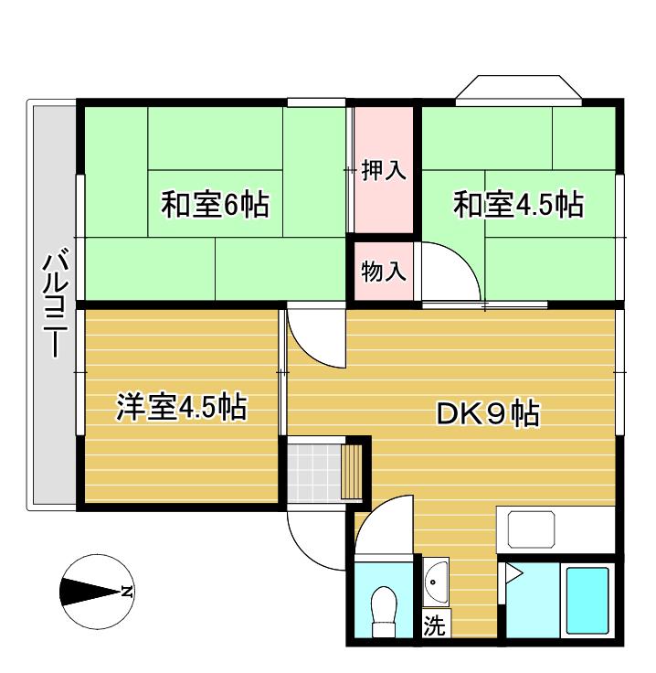 しまハイツ(3DK/2階)の間取り写真