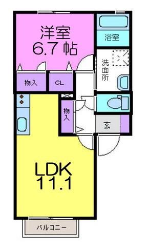 FORTUNA(1LDK/1階)の間取り写真