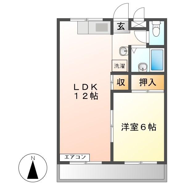 ツインパレスKOIZUMI F(1LDK/1階)の間取り写真