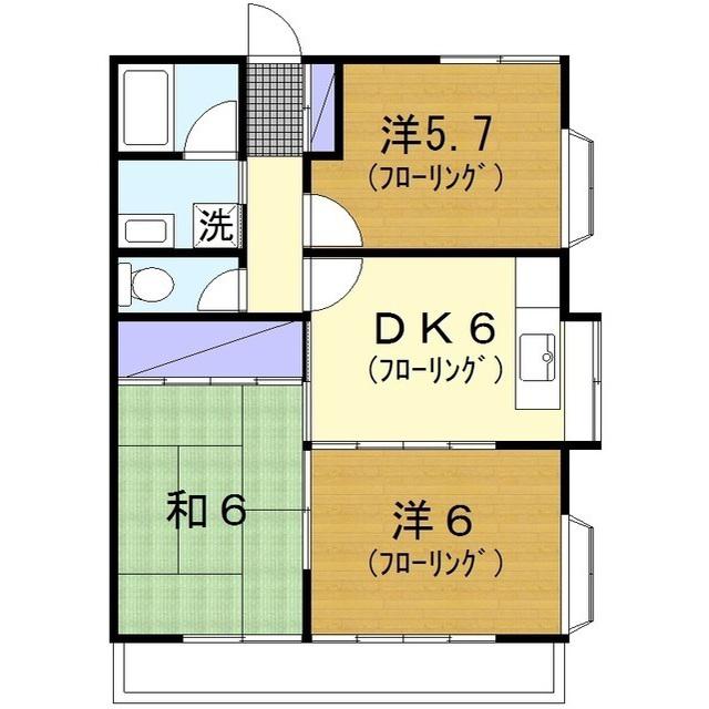 グリーンヒルDSL A棟(3DK/2階)の間取り写真