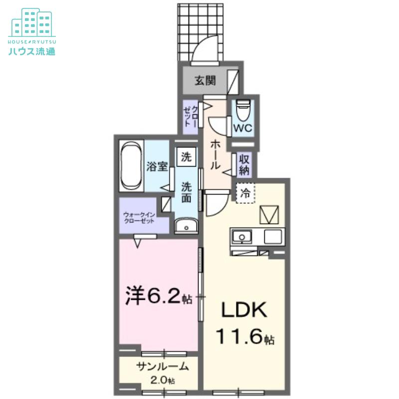 フラワーハイツ弐番館(1LDK/1階)の間取り写真