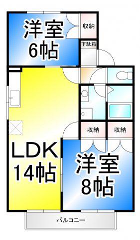 コーポラスU(2LDK/2階)の間取り写真