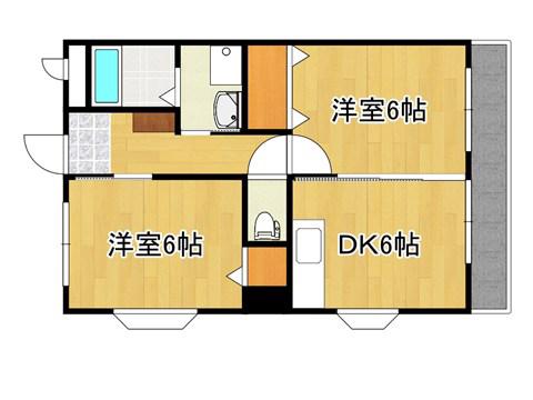 SALVIA石和(2DK/3階)の間取り写真