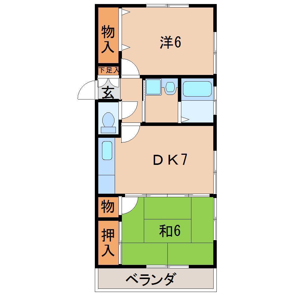 クレインハイム(2DK/1階)の間取り写真