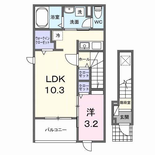 ボン シャオンスII(1LDK/2階)の間取り写真