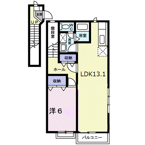 プラネッツあおき2(1LDK/2階)の間取り写真