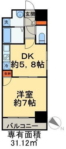 スカール千葉みなと(1DK/9階)の間取り写真