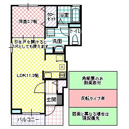 ヴィラ・フリューゲル(1LDK/1階)の間取り写真