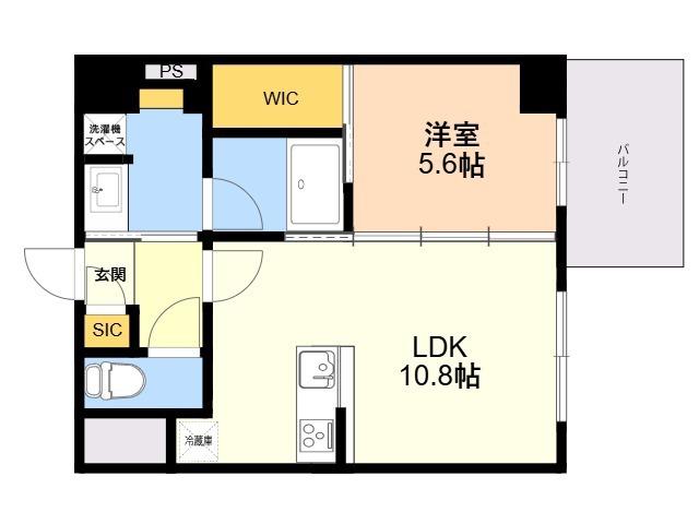 CREST西新(1LDK/4階)の間取り写真