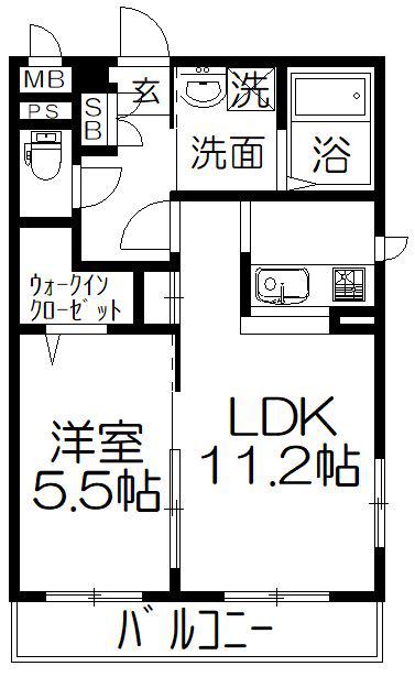 JULIEMUII(1LDK/2階)の間取り写真