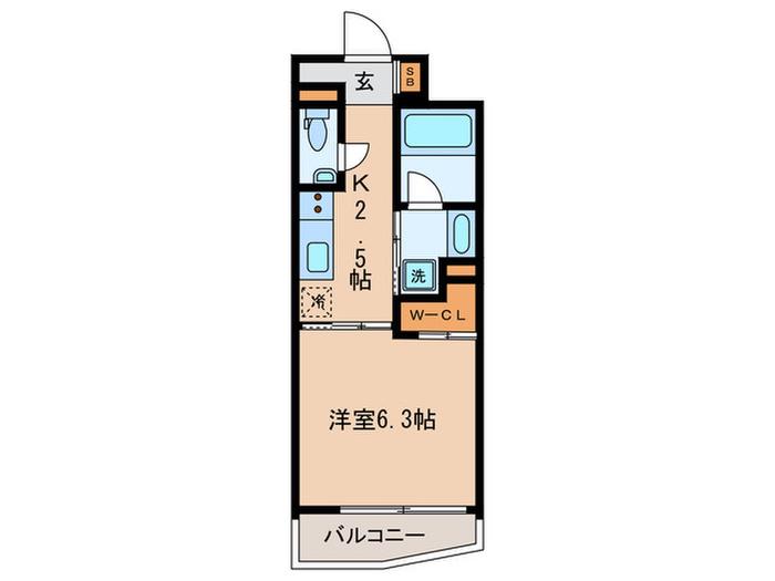 市谷仲之町ヒルズウイング(1K/5階)の間取り写真
