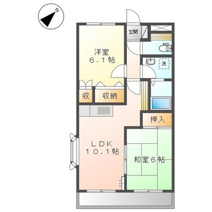 アメニティーK(2LDK/2階)の間取り写真