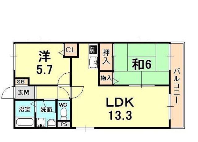 光洋メゾン(2LDK/1階)の間取り写真
