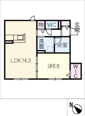 ブランノート城屋敷(1LDK/1階)の間取り写真