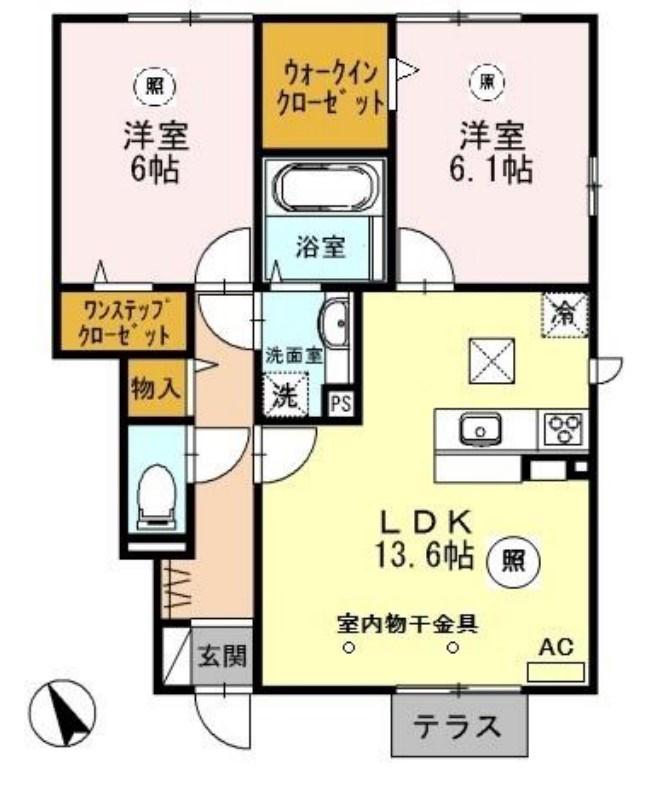 プレミアムレジデンス(2LDK/1階)の間取り写真