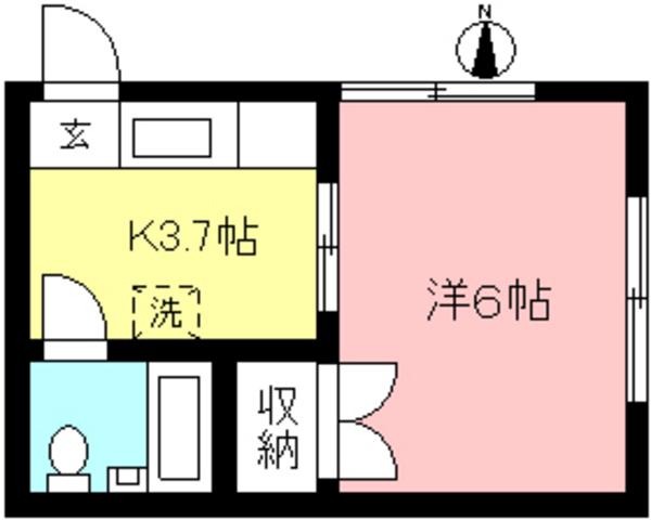 グレース百合ヶ丘(1K/2階)の間取り写真