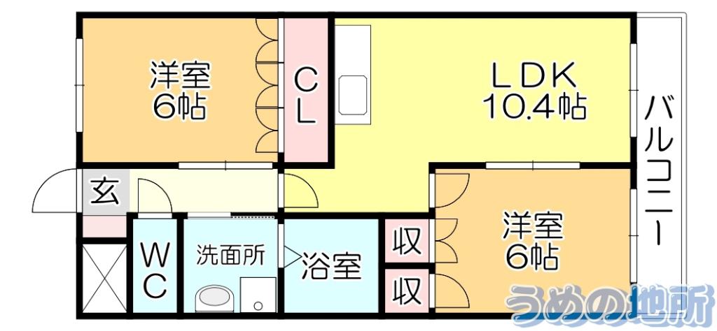 プライマリッツ(2LDK/2階)の間取り写真